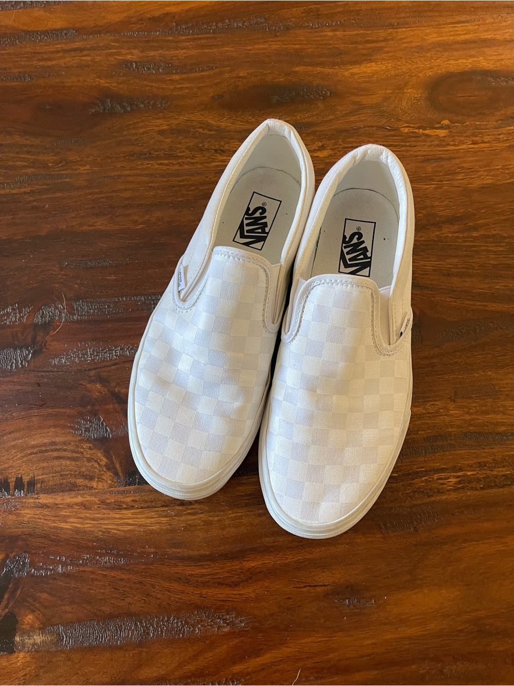 Vans White Slip-On Checkerboard Sneakers Unisex